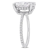Bague de fiançailles ovale Miabella en or blanc 10K avec moissanite créé 4-7/8 carats p.g.t.