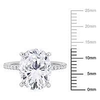 Bague de fiançailles ovale Miabella en or blanc 10K avec moissanite créé 4-7/8 carats p.g.t.