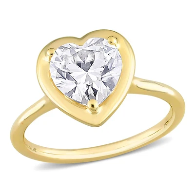 Bague de mariée solitaire cœur Miabella en or jaune 10K avec moissanite 2 carat PPT