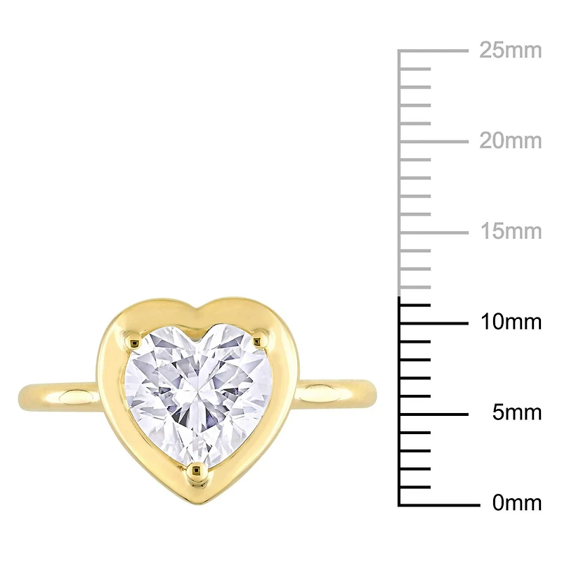 Bague de mariée solitaire cœur Miabella en or jaune 10K avec moissanite 2 carat PPT