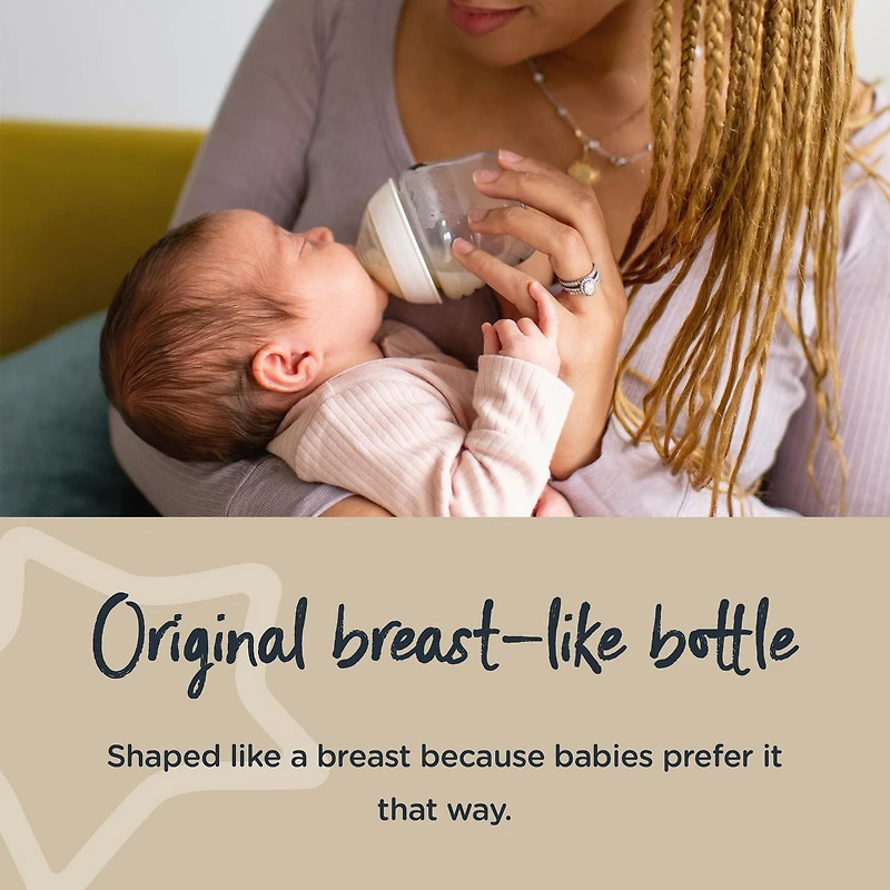 Tommee Tippee Closer to Nature Baby Bottles, Breast-Like Nipples with Anti-Colic Valve, 9oz, 2 Count