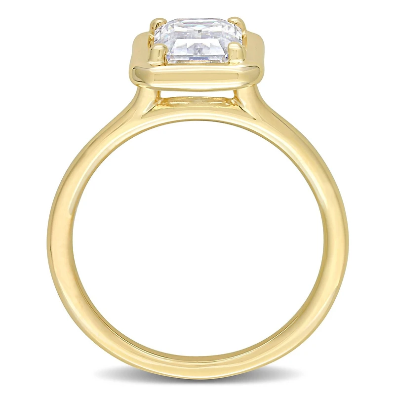 Bague de mariée solitaire octogonale Miabella en or jaune 10K avec moissanite 1-3/4 carat PPT