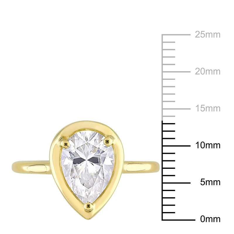 Miabella 2 Carat T.G.W. Created Moissanite 10K Yellow Gold Pear-cut Solitaire Ring