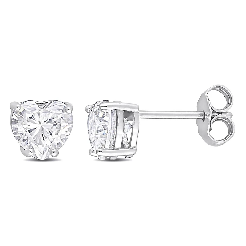 Boucles d'oreilles Miabella en forme de cœur 1-1/2 Carat p.g.t. Moissanite en argent sterling