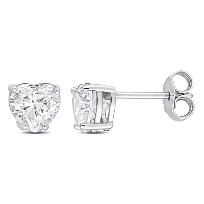 Boucles d'oreilles Miabella en forme de cœur 1-1/2 Carat p.g.t. Moissanite en argent sterling