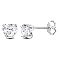 Boucles d'oreilles Miabella en forme de cœur 1-1/2 Carat p.g.t. Moissanite en argent sterling