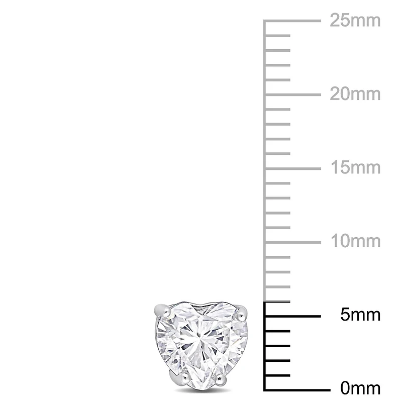 Miabella 1-1/2 Carat T.G.W. Moissanite Heart Solitaire Stud Earrings in Sterling Silver