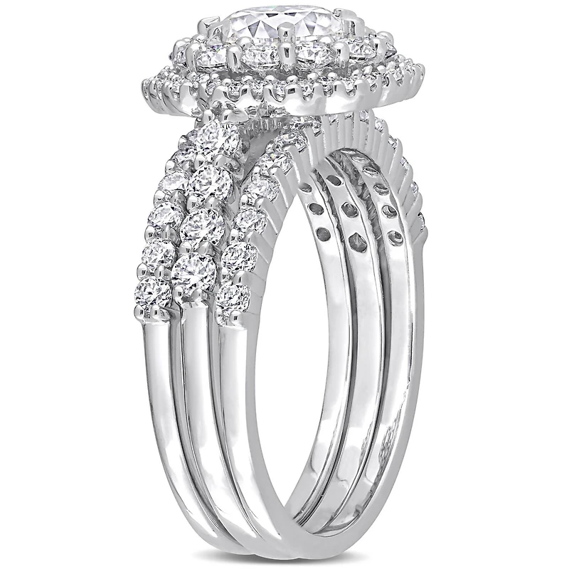 Miabella Ensemble de bagues mariée de 3 pièces avec 2 Carat PPT Moissanite en argent sterling