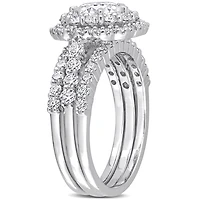 Miabella Ensemble de bagues mariée de 3 pièces avec 2 Carat PPT Moissanite en argent sterling