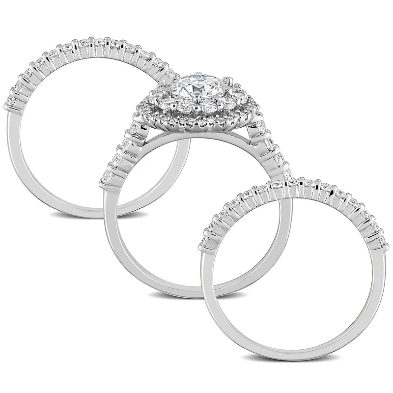 Miabella Ensemble de bagues mariée de 3 pièces avec 2 Carat PPT Moissanite en argent sterling