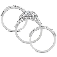Miabella Ensemble de bagues mariée de 3 pièces avec 2 Carat PPT Moissanite en argent sterling