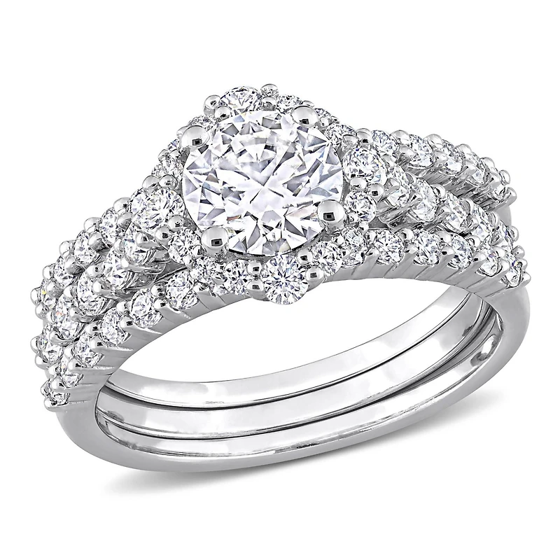 Miabella 2 Carat T.G.W. Created Moissanite Sterling Silver 3-Piece Bridal Set