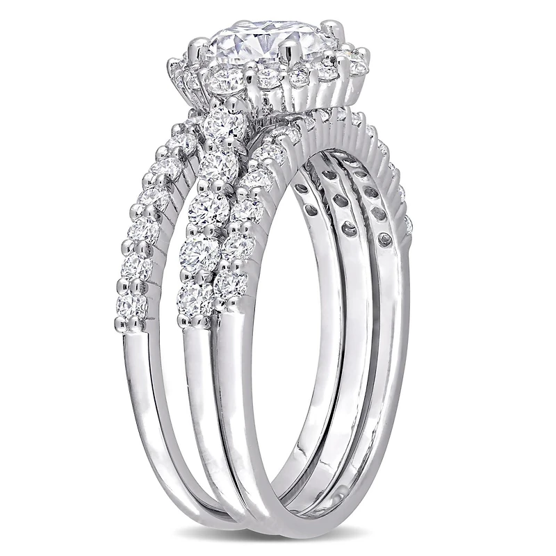 Miabella 2 Carat T.G.W. Created Moissanite Sterling Silver 3-Piece Bridal Set