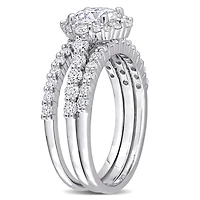 Miabella 2 Carat T.G.W. Created Moissanite Sterling Silver 3-Piece Bridal Set