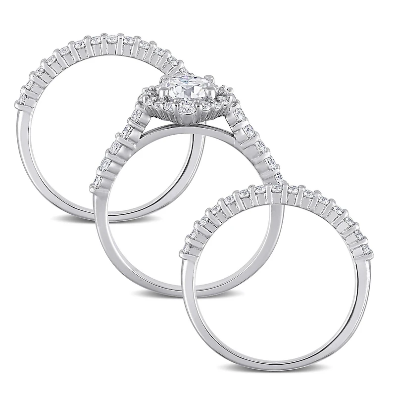 Miabella 2 Carat T.G.W. Created Moissanite Sterling Silver 3-Piece Bridal Set