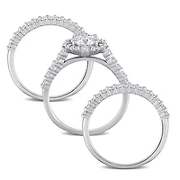 Miabella 2 Carat T.G.W. Created Moissanite Sterling Silver 3-Piece Bridal Set