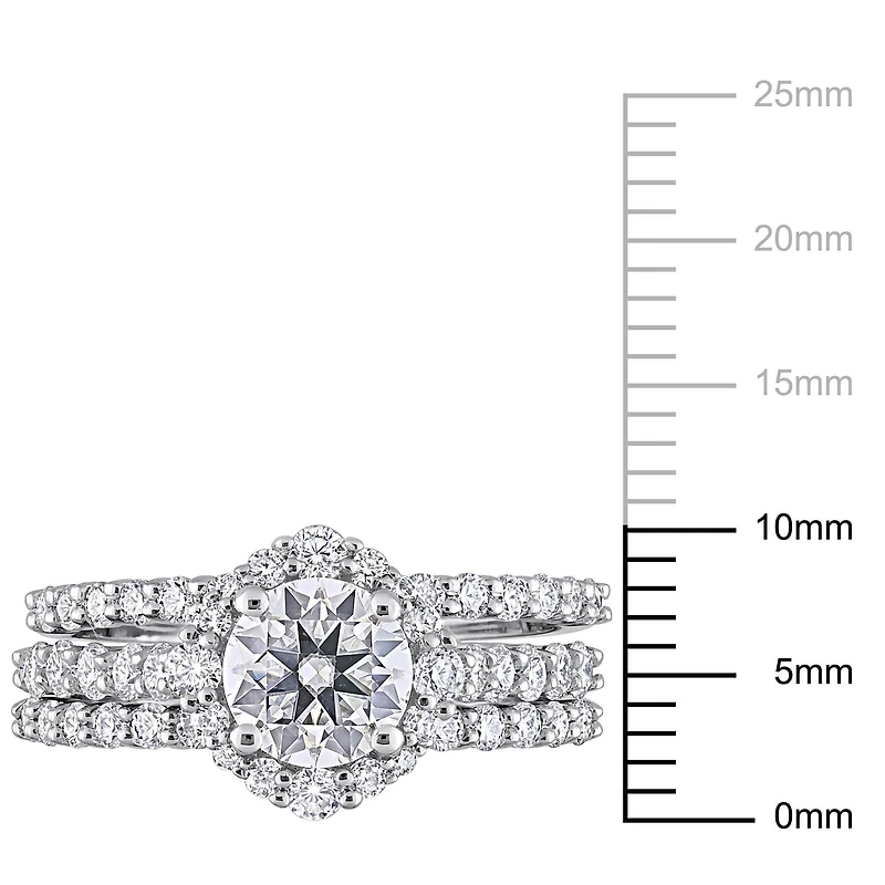 Miabella 2 Carat T.G.W. Created Moissanite Sterling Silver 3-Piece Bridal Set