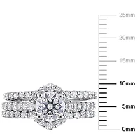 Miabella 2 Carat T.G.W. Created Moissanite Sterling Silver 3-Piece Bridal Set