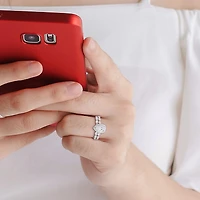 Ensemble de bagues mariée Miabella empilable Poire Halo avec 1-1/6 Carat PPT Moissanite Créé en Argent Sterling