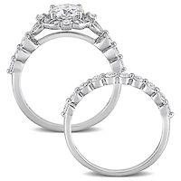 Ensemble de bagues mariée Miabella florales avec 1-3/5 Carat PPT Moissanite en argent sterling