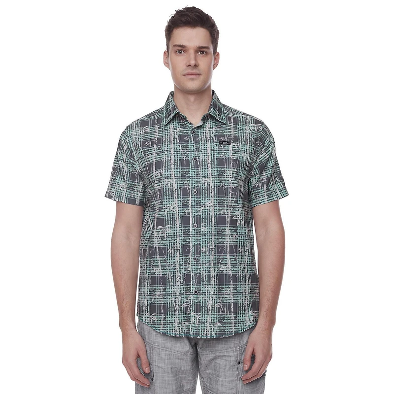 Chemise imprimée manches coutes pour homme Dark Black