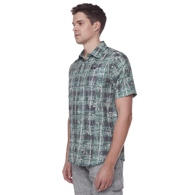 Chemise imprimée manches coutes pour homme Dark Black