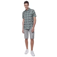 Chemise imprimée manches coutes pour homme Dark Black