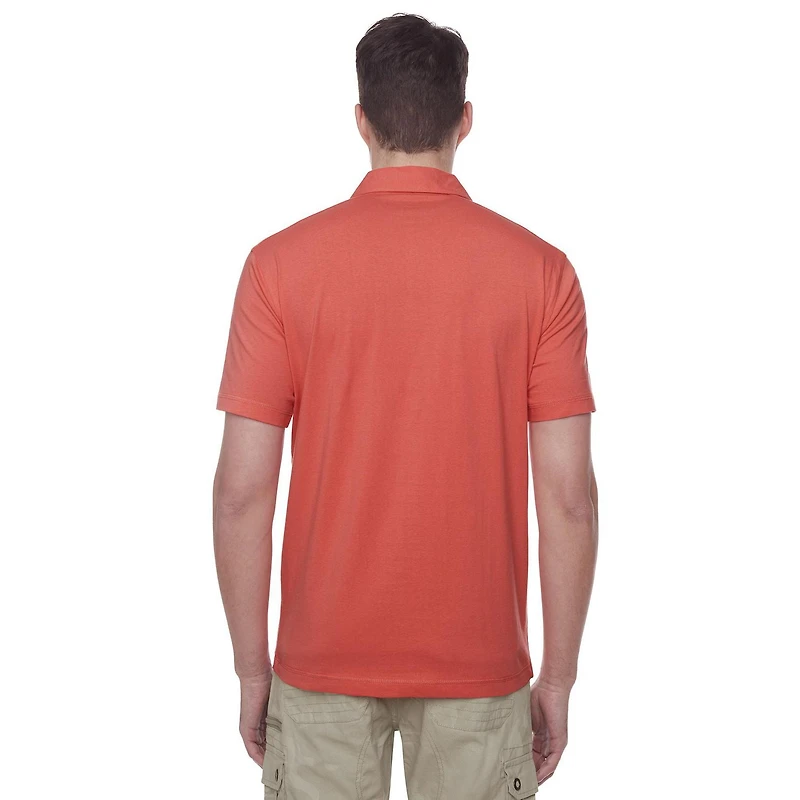 Dark Black Men's Short-Sleeve Graphic Polo with Pockets