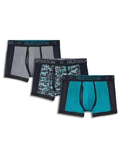 Fruit of the Loom Men's Breathable Micro-Mesh Short Leg Boxer Briefs, Assorted colours 3 pack