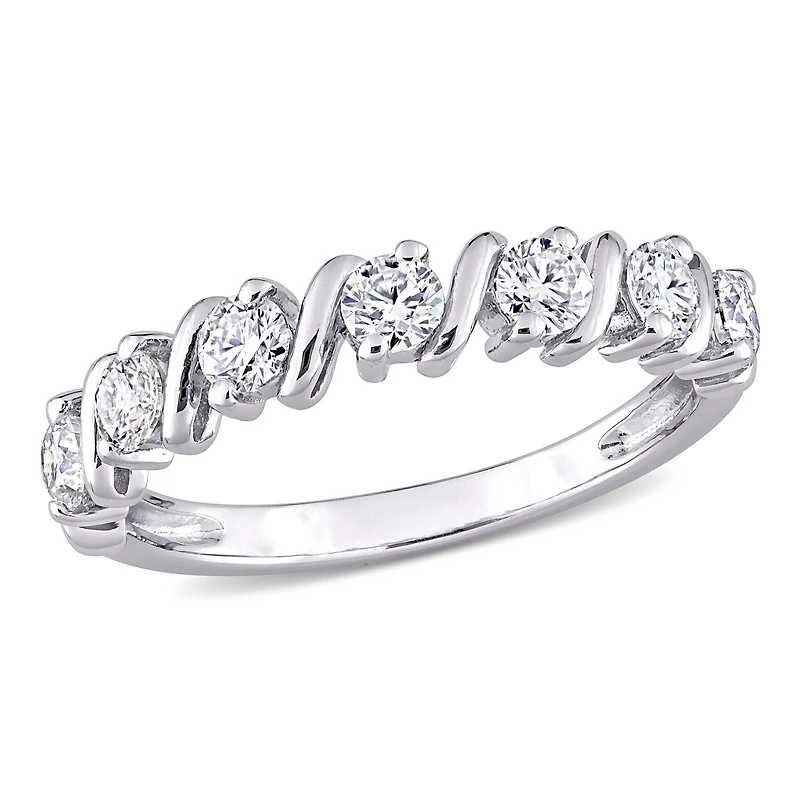 Miabella 3/4 Carat T.G.W. Moissanite Sterling Silver Wave Semi-Eternity Ring
