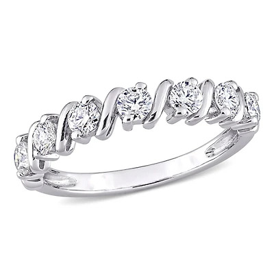 Miabella 3/4 Carat T.G.W. Moissanite Sterling Silver Wave Semi-Eternity Ring