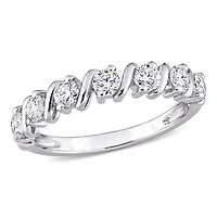 Miabella 3/4 Carat T.G.W. Moissanite Sterling Silver Wave Semi-Eternity Ring