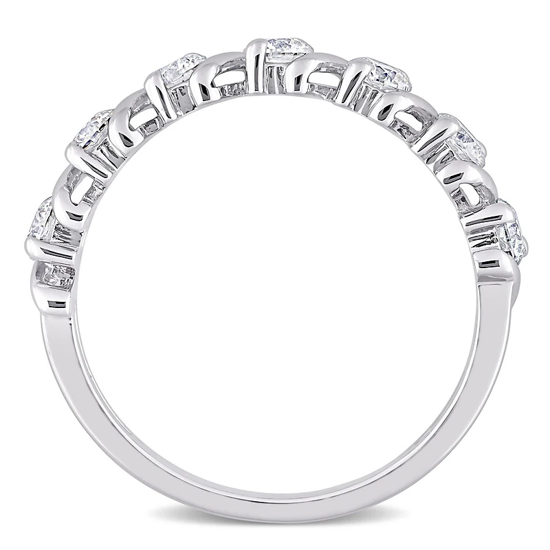 Miabella 3/4 Carat T.G.W. Moissanite Sterling Silver Wave Semi-Eternity Ring