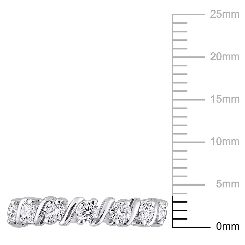 Miabella Bague semi-éternité vague en argent sterling avec moissanite 3/4 carat p.g.t.