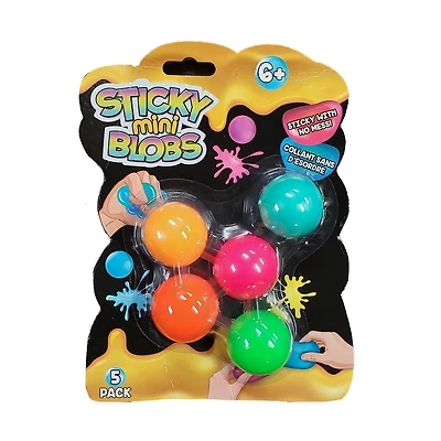 Sticki Mini Blobs, Sticky and Squishy Stress Balls, 5 Pack, Ages 6 and up