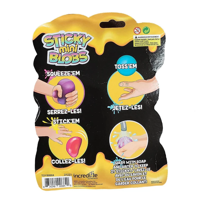 Sticki Mini Blobs, Sticky and Squishy Stress Balls, 5 Pack, Ages 6 and up
