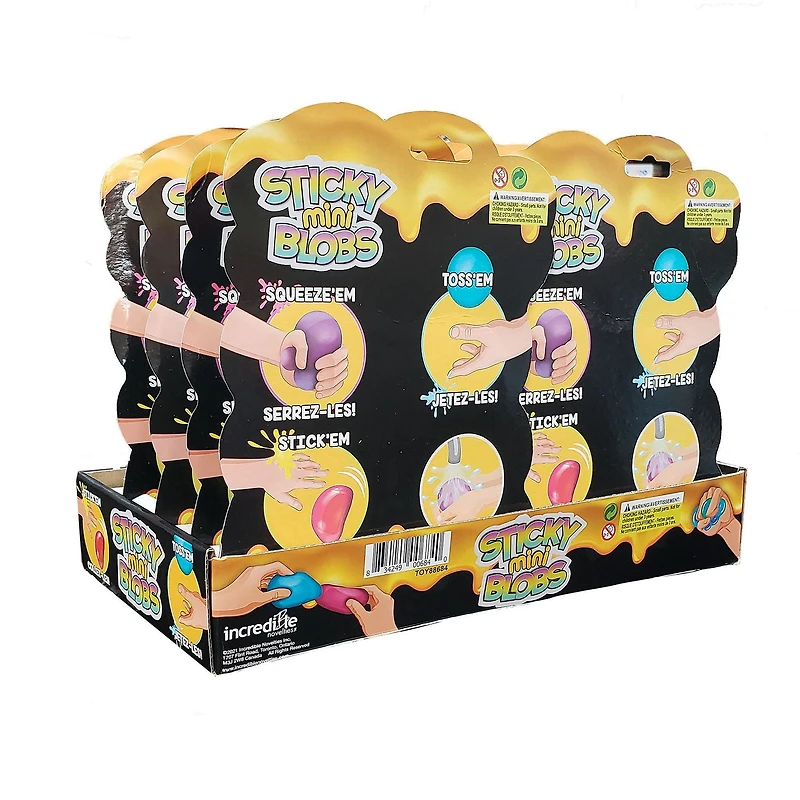Sticki Mini Blobs, Sticky and Squishy Stress Balls, 5 Pack, Ages 6 and up