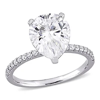 Bague de fiançailles en forme de larme Miabella avec 3-1/2 carat p.g.t. Moissanite en or blanc 10K