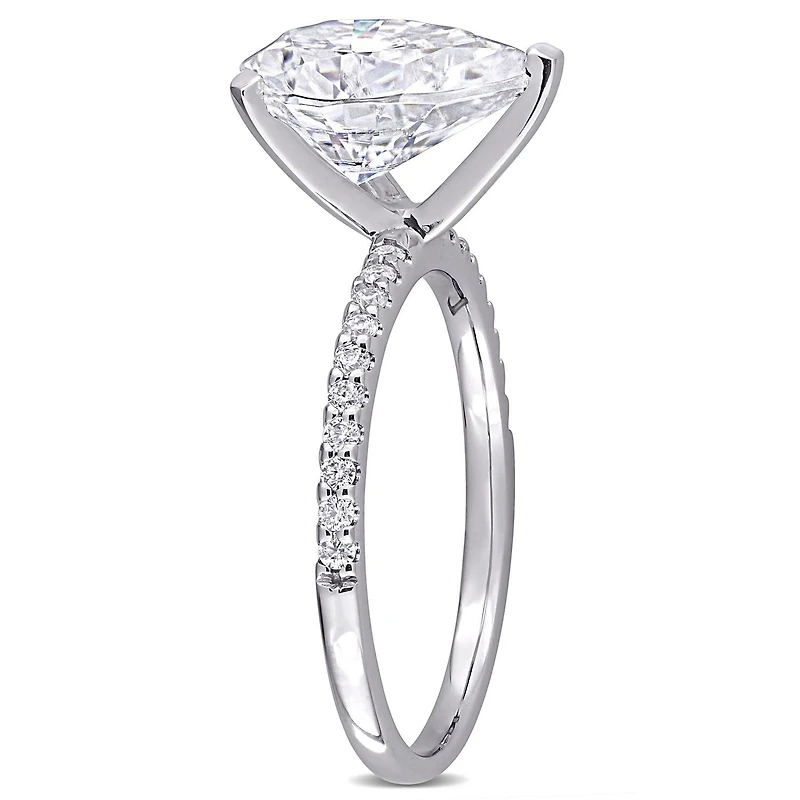 Bague de fiançailles en forme de larme Miabella avec 3-1/2 carat p.g.t. Moissanite en or blanc 10K