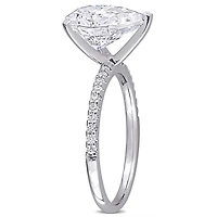 Bague de fiançailles en forme de larme Miabella avec 3-1/2 carat p.g.t. Moissanite en or blanc 10K
