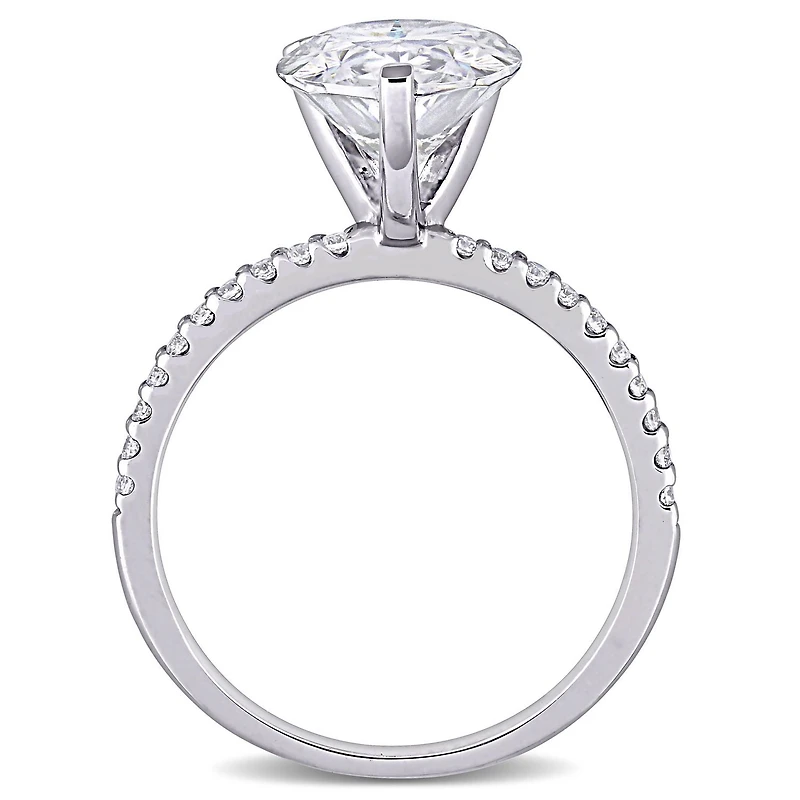 Bague de fiançailles en forme de larme Miabella avec 3-1/2 carat p.g.t. Moissanite en or blanc 10K