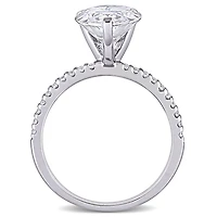 Bague de fiançailles en forme de larme Miabella avec 3-1/2 carat p.g.t. Moissanite en or blanc 10K