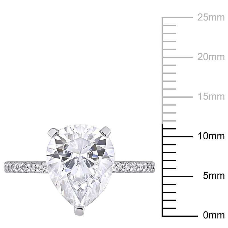 Bague de fiançailles en forme de larme Miabella avec 3-1/2 carat p.g.t. Moissanite en or blanc 10K