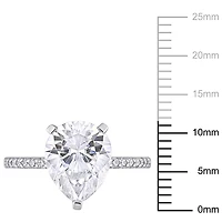 Bague de fiançailles en forme de larme Miabella avec 3-1/2 carat p.g.t. Moissanite en or blanc 10K