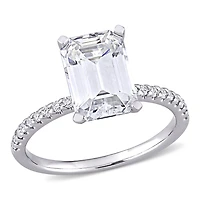 Bague de fiançailles Miabella avec Moissanite 3-1/5 carats p.g.t. en or blanc 10K