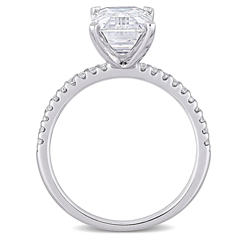 Bague de fiançailles Miabella avec Moissanite 3-1/5 carats p.g.t. en or blanc 10K