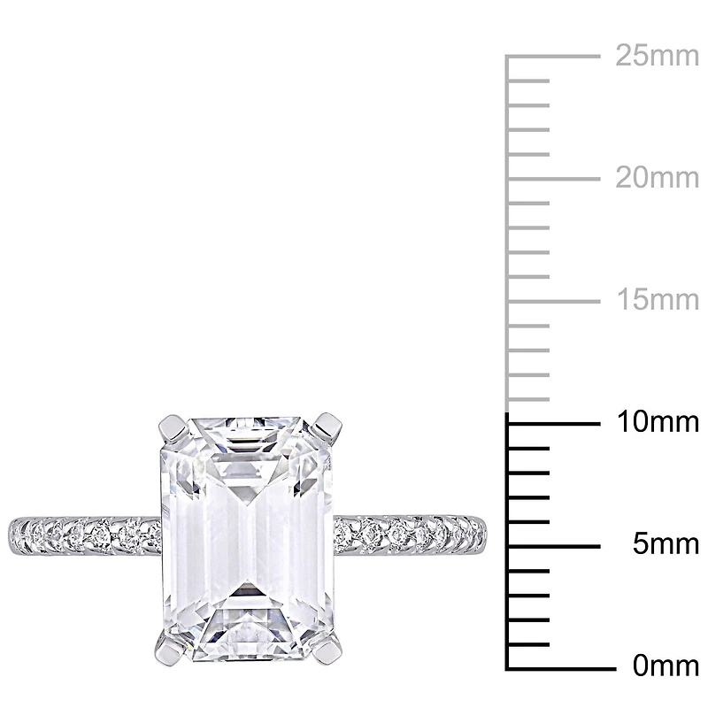 Bague de fiançailles Miabella avec Moissanite 3-1/5 carats p.g.t. en or blanc 10K