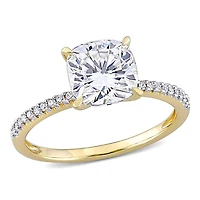 Bague de fiançailles Miabella avec Moissanite 2 CT. p.g.t. et diamant 1/10 CT. P.T. en or jaune 14K