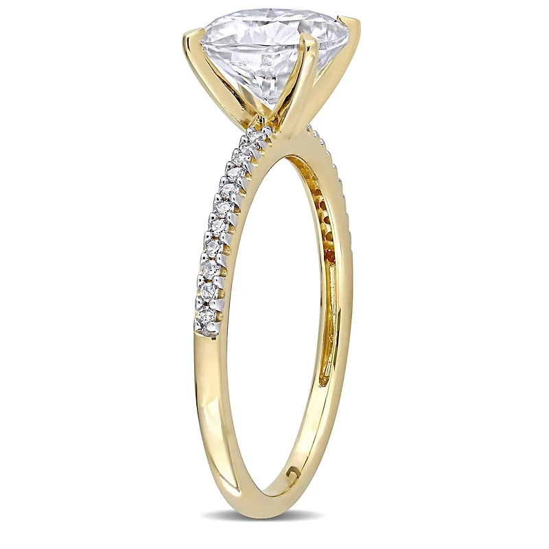 Bague de fiançailles Miabella avec Moissanite 2 CT. p.g.t. et diamant 1/10 CT. P.T. en or jaune 14K