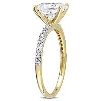 Miabella 2 Carat T.G.W. Moissanite and 1/10 Carat T.W. Diamond 14K Yellow Gold Oval Engagement Ring